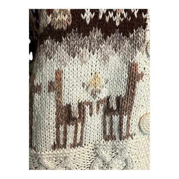 Vintage Red Camel Alpine Chunky Sweater Alpaca Snowflakes Cardigan Size Large - Picture 2 of 10